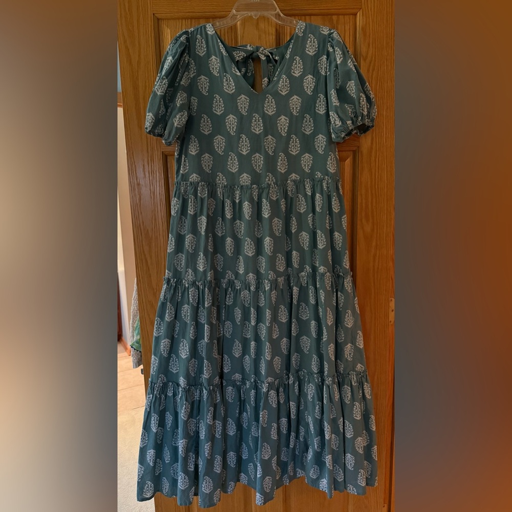 Lucky Brand Women's Teal Leaf Maxi Dress